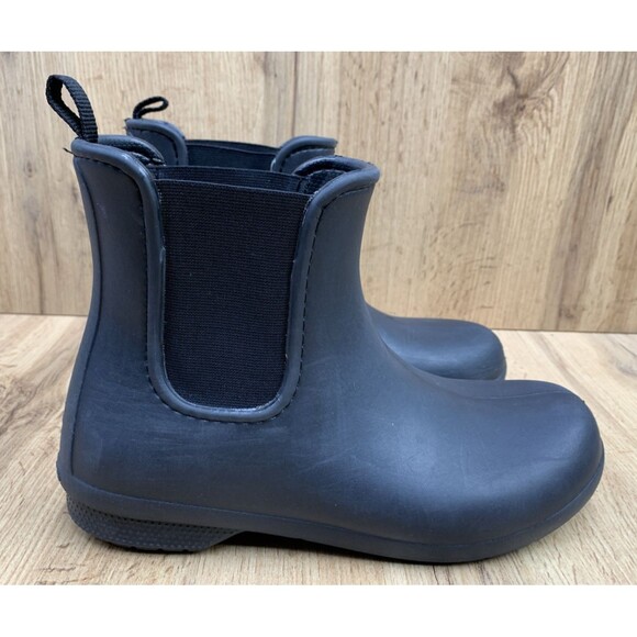 CROCS Freesail Chelsea Dual Comfort Black Rain Boots Waterproof Women's Size 8 - Picture 2 of 15